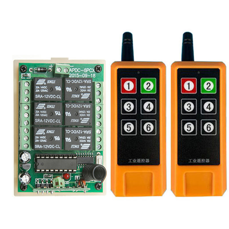 Radio Transmitter 6Ch - 2000m DC12V 24V 6-Kanal Drahtloser Fernbedienungs-LED-Lichtschalter